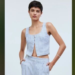 Madewell striped linen crop tank vest